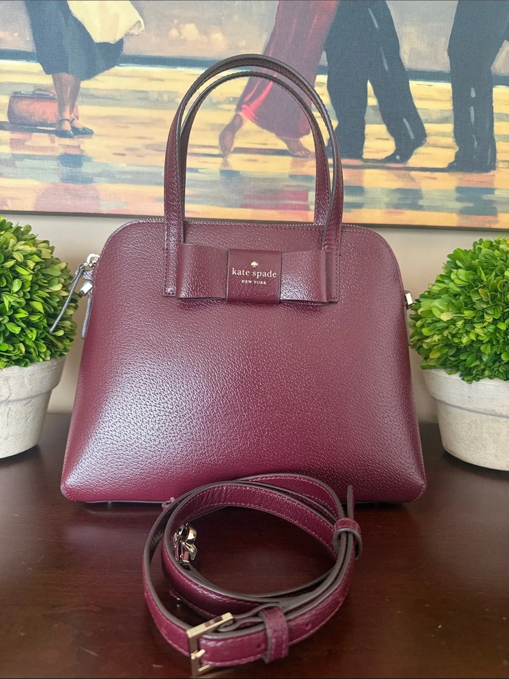 KATE SPADE ♠️ New York 🍒 CHERRYWOOD 🍒 MAISE MATTHEWS STREET SATCHEL BAG🌟EUC🌟